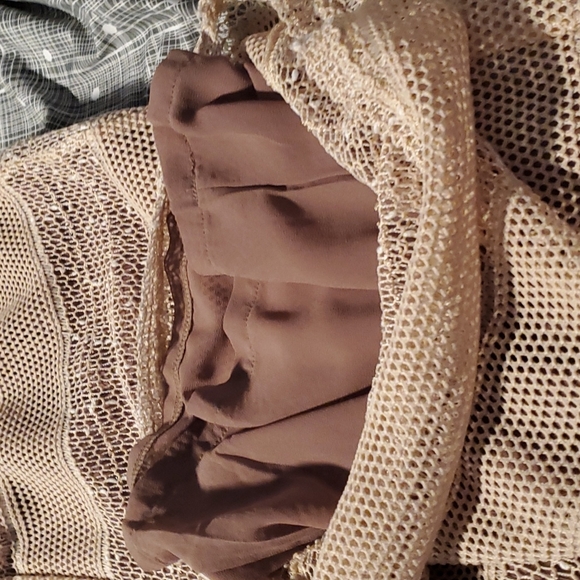 Rye wide leg sparkly pants with sheer outer lining and brown inner lining - Picture 13 of 14